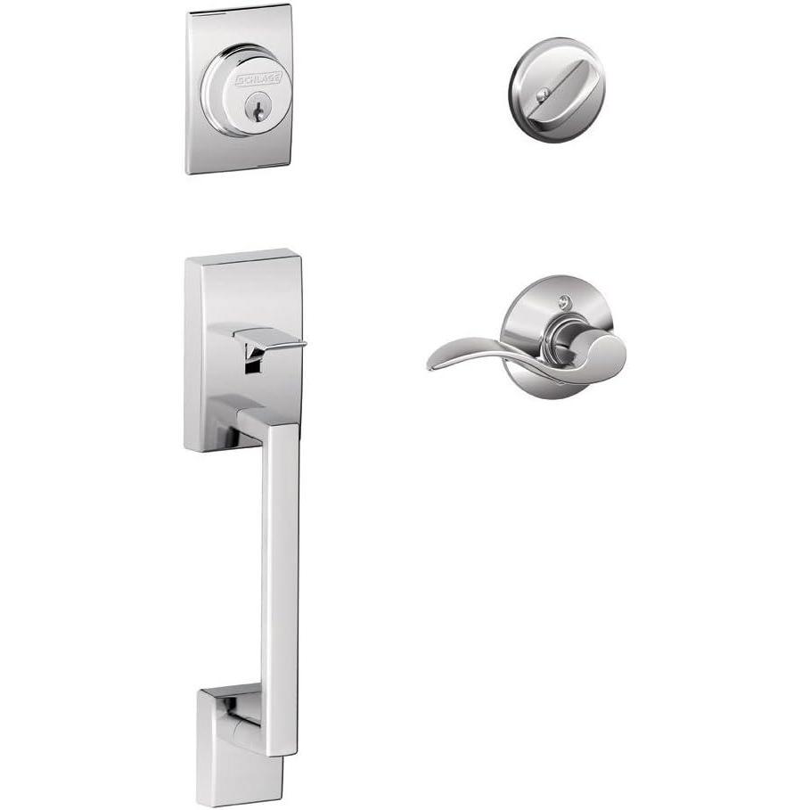 image:imageSCHLAGE Century Single Cylinder Handleset and Right Hand Accent Lever Bright Chrome F60 CEN 625 Acc RH