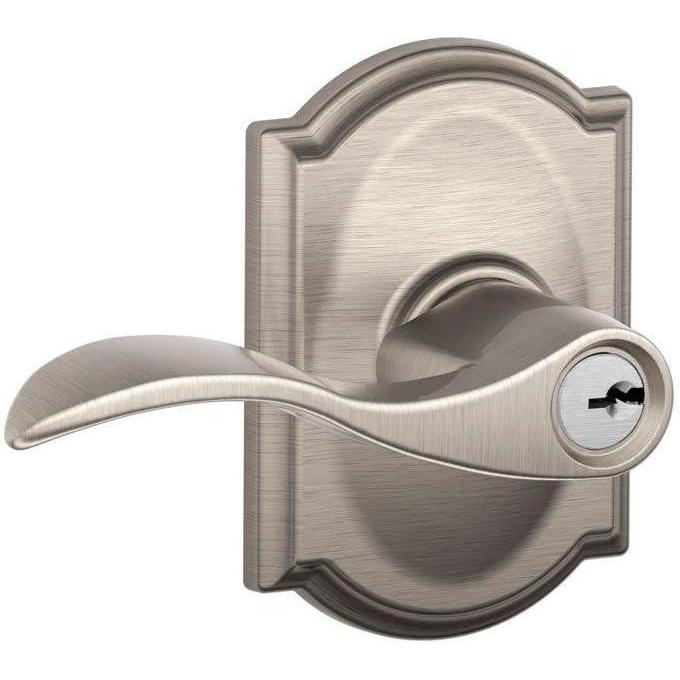 image:imageSCHLAGE F51A ACC 619 CAM Accent Lever with Camelot Trim Keyed Entry Lock Satin NickelKeyed Entry Pack of 8