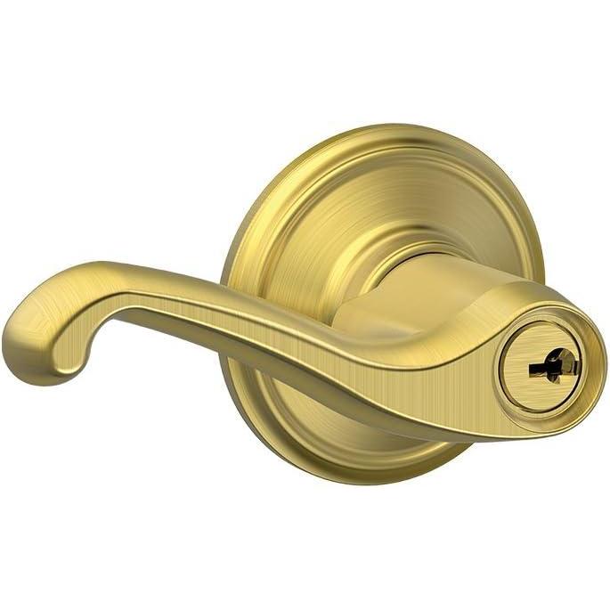 image:imageSCHLAGE F51A FLA 608 Flair Lever Keyed Entry Lock Satin Brass