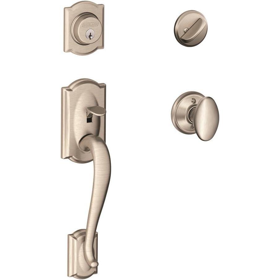 image:imageSCHLAGE F60 V CAM 619 SIE Camelot Satin Nickel Handleset with Siena Interior Knob
