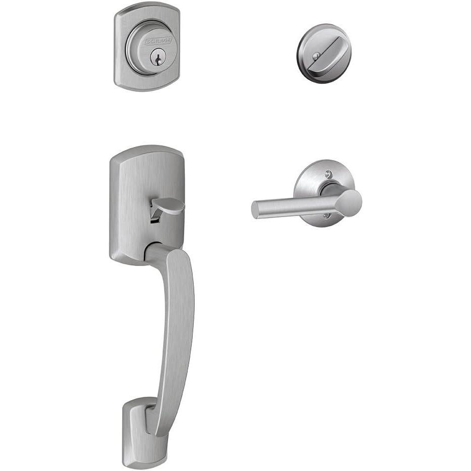 image:imageSCHLAGE Greenwich Single Cylinder Handleset and Broadway Lever Matte Black F60 GRW 622 BRW GRWSatin Chrome