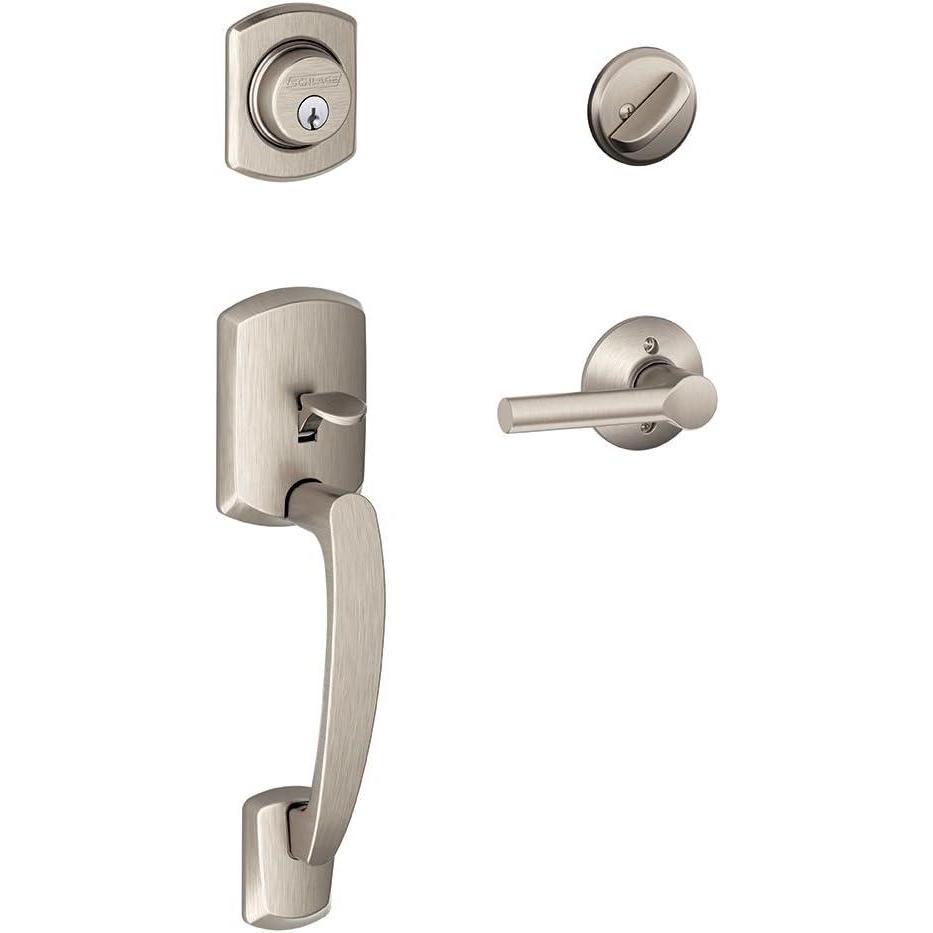 image:imageSCHLAGE Greenwich Single Cylinder Handleset and Broadway Lever Matte Black F60 GRW 622 BRW GRWSatin Nickel