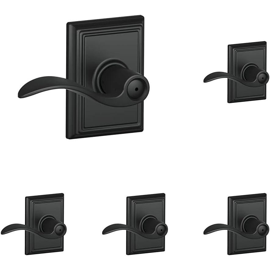 image:imageSchlage F40 ACC 622 ADD Accent Door Lever with Addison Trim Bed amp Bath Privacy Lock Matte BlackPrivacy Pack of 5