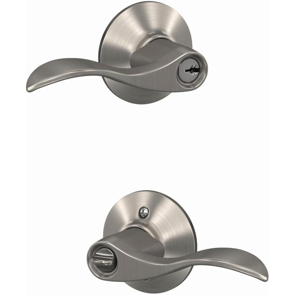 image:imageSchlage F51A ACC 619 Accent Door Lever Keyed Entry Lock Satin NickelKeyed Entry