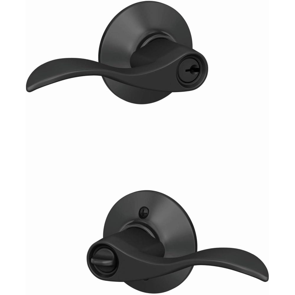 image:imageSchlage F51A ACC 622 Accent Door Lever Keyed Entry Lock Matte BlackKeyed Entry Pack of 8