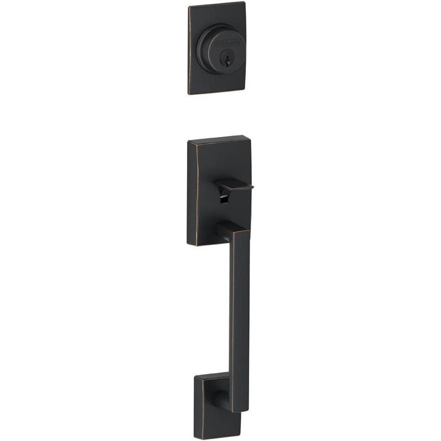 image:imageSchlage F58 CEN 619 Century Exterior Handleset with Deadbolt Satin Nickel Exterior Half OnlyAged Bronze
