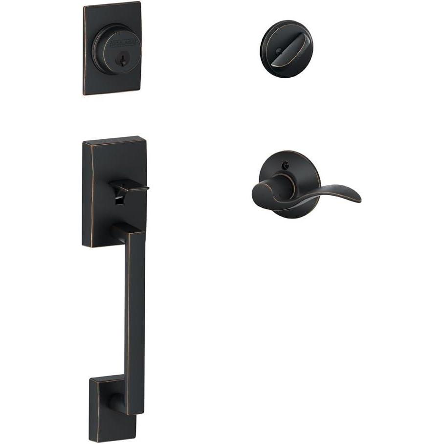 image:imageSchlage F60 CEN 716 Acc LH Century Handle Set with Accent Lever Interior Left Hand Aged Bronze