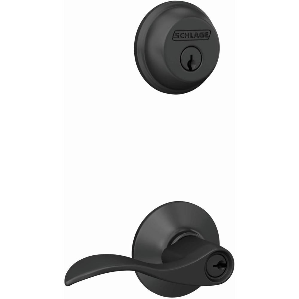 image:imageSchlage FB50N G Acc 622 Single Cylinder Deadbolt and Keyed Entry Accent Lever Matte BlackPack of 1