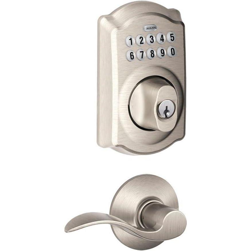 image:imageSchlage FBE365 Schlage V CAM 619 ACC Camelot Satin Nickel Keypad Combo Pack with Accent Lever