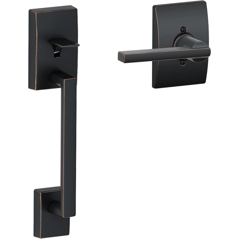 image:imageSchlage FE285 CEN 716 LAT CEN Century Front Entry Handleset with Latitude Lever Lower Half Grip Aged BronzeAged Bronze