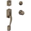 image:imageSCHLAGE Camelot Single Cylinder Handleset and Georgian Knob Antique Pewter F60 CAM 620 GEO Bright Brass