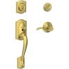 image:imageSCHLAGE Camelot Single Cylinder Handleset and Right Hand Accent Lever Satin Brass F60 CAM 608 Acc RHStandard Interior Trim