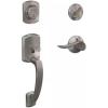 image:imageSCHLAGE F60 GRW 619 SAC Greenwich Front Entry Handleset with Right Handed Sacramento Door Lever Deadbolt Keyed 1 Side Satin Nickel