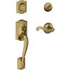image:imageSCHLAGE Lock Company Camelot Single Cylinder Handleset and Right Hand Flair Lever Antique Brass F60 CAM 609 FLA RH