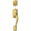 image:imageSchlage F58 CAM 608 Camelot Exterior Entrance Handleset Single Cylinder Satin Brass Exterior Half Only