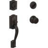 image:imageSchlage F60 V CAM 716 GEO Camelot Front Entry Handleset with Georgian Knob Deadbolt Keyed 1 Side Aged Bronze