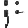 image:imageSchlage F93 GRW 622 LH Greenwich Dummy Front Entry Handleset with Left Handed Door Lever Inactive Handleset Matte Black