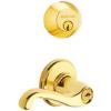 image:imageSchlage FB50 V FLA 505 605 Single Cylinder Deadbolt and Keyed Entry Flair Lever Bright Brass