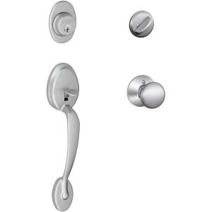 Plymouth Single Cylinder Handleset and Plymouth Knob, Satin Chrome (F60 PLY 626)