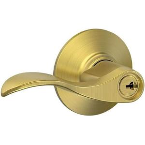 SCHLAGE Accent Lever Keyed Entry Lock in Satin Brass – F51A ACC 608