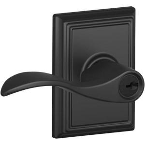 SCHLAGE Accent Lever with Addison Trim Keyed Entry Lock in Matte Black – F51A ACC 622 ADD(Keyed Entry)