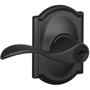 SCHLAGE Accent Lever with Camelot Trim Keyed Entry Lock in Matte Black – F51A ACC 622 CAM(Keyed Entry)