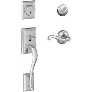 SCHLAGE Addison Single Cylinder Handleset and Right Hand Flair Lever, Bright Chrome (F60 ADD 625 FLA RH)