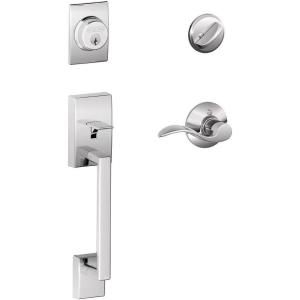 SCHLAGE Century Single Cylinder Handleset and Right Hand Accent Lever, Bright Chrome (F60 CEN 625 Acc RH)