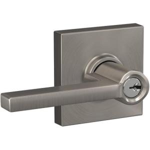 SCHLAGE F51A LAT 619 COL Latitude Lever with Collins Trim Keyed Entry Lock, Satin Nickel((Pack of 1))