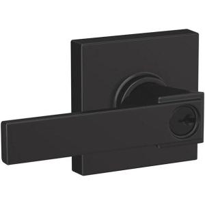 SCHLAGE F51A NBK 622 COL Northbrook Lever with Collins Trim Keyed Entry Lock, Matte Black((Pack of 1))