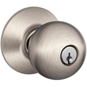 SCHLAGE F51A ORB 619 Orbit Knob Keyed Entry Lock, Satin Nickel