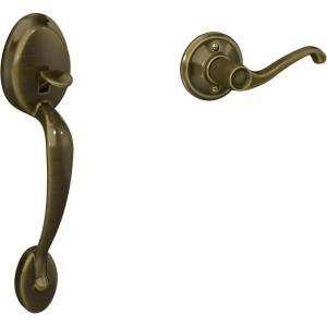 SCHLAGE Plymouth Front Entry Handle Flair Right-Handed Interior Lever (Satin Nickel) FE285 PLY 619 FLA RH(Antique Brass)