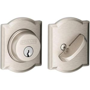 Schlage B60 N CAM 619 Deadbolt with Camelot Trim, Keyed 1 Side, Highest Residential Security, Satin Nickel