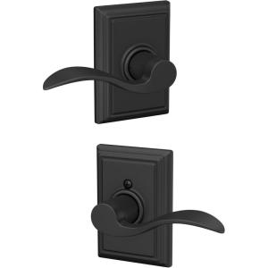 Schlage F10 ACC 622 ADD Accent Door Lever with Addison Trim, Hall & Closet Passage Lock, Matte Black(Passage)
