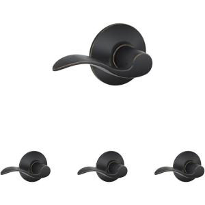 Schlage F10 ACC 716 Accent Door Lever, Hall & Closet Passage Lock, Aged Bronze(Aged Bronze)