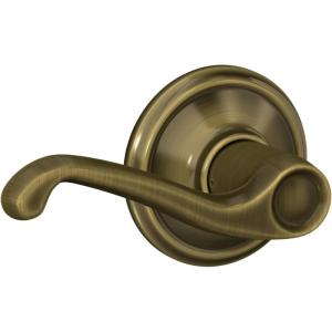 Schlage F10 FLA 609 Flair Door Lever, Hall & Closet Passage Lock, Antique Brass(Standard)