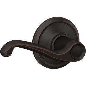 Schlage F10 FLA 716 Flair Door Lever, Hall & Closet Passage Lock, Aged Bronze(Standard)