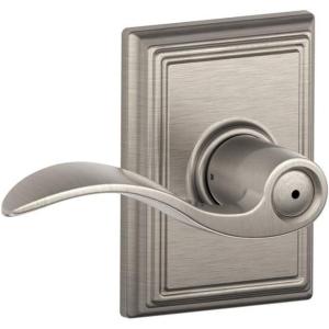 Schlage F40 ACC 619 ADD Accent Door Lever with Addison Trim, Bed & Bath Privacy Lock, Satin Nickel(Privacy)