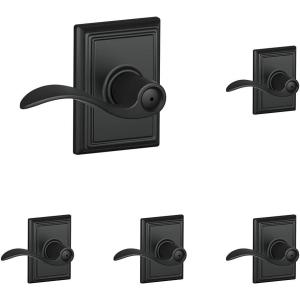 Schlage F40 ACC 622 ADD Accent Door Lever with Addison Trim, Bed & Bath Privacy Lock, Matte Black(Privacy (Pack of 5))
