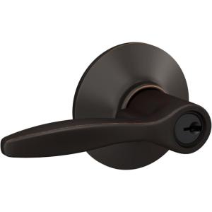Schlage F40 DEL 608 Delfayo Door Lever with Standard Trim, Bed & Bath Privacy Lock, Satin Brass(Aged Bronze)