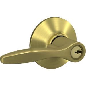 Schlage F40 DEL 608 Delfayo Door Lever with Standard Trim, Bed & Bath Privacy Lock, Satin Brass(Satin Brass)