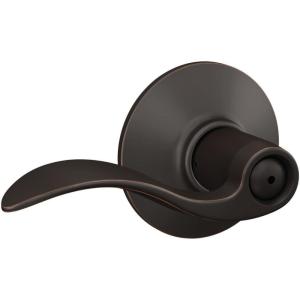 Schlage F40 V ACC 716 Accent Door Lever, Bed & Bath Privacy Lock, Aged Bronze