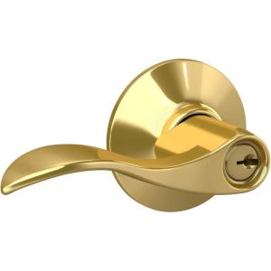 Schlage F51A ACC 505 Accent Door Lever, Keyed Entry Lock, Bright Brass((Pack of 1))