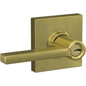 Schlage F51A LAT 608 COL Latitude Door Lever with Collins Trim, Keyed Entry Lock, Satin Brass(2 Count (Pack of 1))
