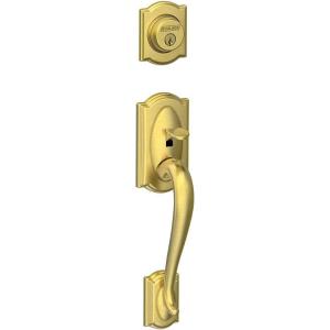 Schlage F58 CAM 608 Camelot Exterior Entrance Handleset Single Cylinder, Satin Brass (Exterior Half Only)