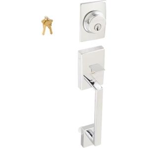Schlage F58 CEN 619 Century Exterior Handleset with Deadbolt, Satin Nickel (Exterior Half Only)(Bright Chrome)