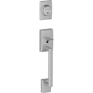 Schlage F58 CEN 619 Century Exterior Handleset with Deadbolt, Satin Nickel (Exterior Half Only)(Brushed Chrome)