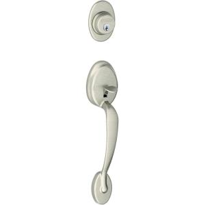 Schlage F58 PLY 619 Plymouth Exterior Handleset with Deadbolt, Satin Nickel (Exterior Half Only)