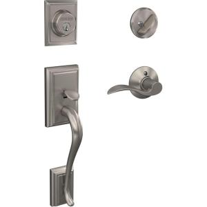 Schlage F60 V ADD 619 ACC Addison Front Entry Handleset with Accent Lever, Deadbolt Keyed 1 Side, Satin Nickel