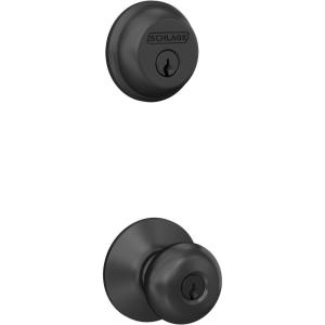 Schlage FB50 N G PLY 622 Single Cylinder Deadbolt and Keyed Entry Plymouth Knob, Matte Black((Pack of 1))